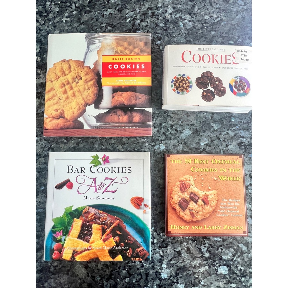 Cookie Cookbook Lot of 4 Bar Cookies A to Z Oatmeal Cookies Basic Baking Guides